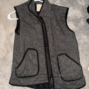 Ci Sono Charcoal Herringbone Vest with Black Accents